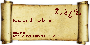 Kapsa Ádám névjegykártya